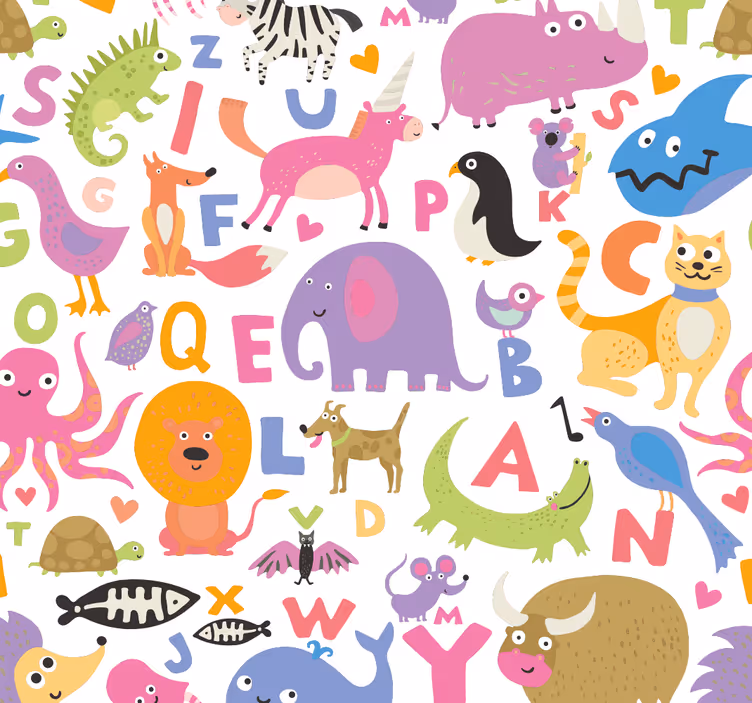 Tenda a rullo cameretta animali dell'alfabeto - TenStickers