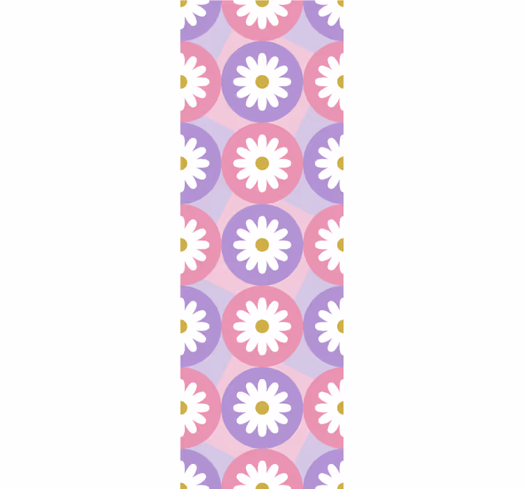Tenda a rullo cameretta motivo fiori quadrati rosa viola - TenStickers