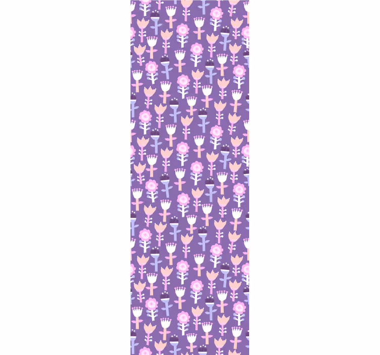 Tenda a rullo cameretta motivo floreale astratto viola - TenStickers