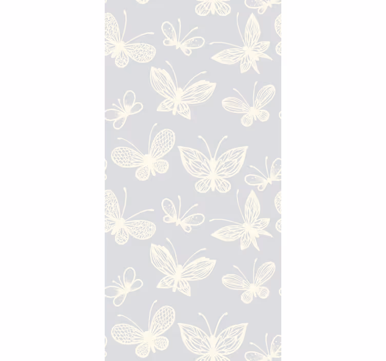 Tenda a rullo cameretta motivo farfalle grigio e bianco - TenStickers
