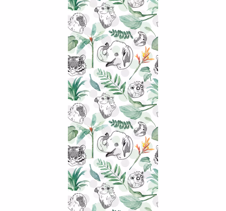 Tenda a rullo cameretta animali e piante tropicali acquerello - TenStickers