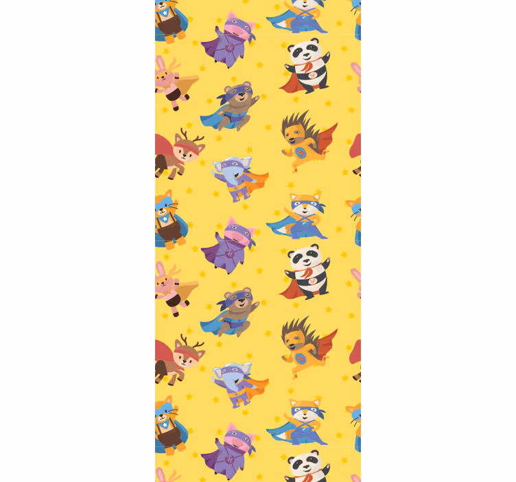 Tenda a rullo cameretta motivo animali supereroi giallo - TenStickers