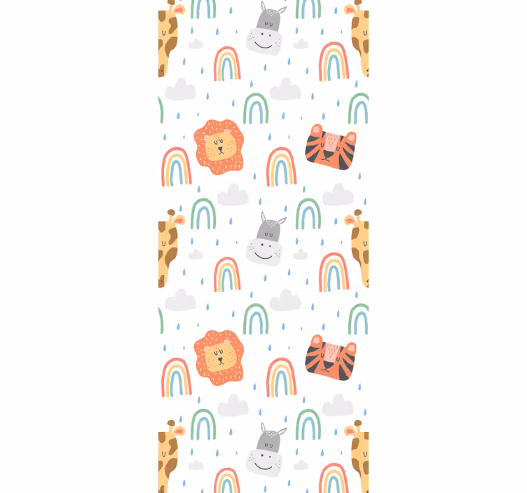 Tenda a rullo cameretta animali e arcobaleni pastello - TenStickers