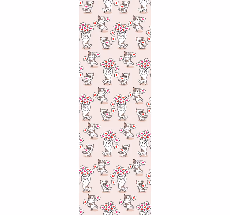 Tenda a rullo cameretta gatti con cuori - TenStickers