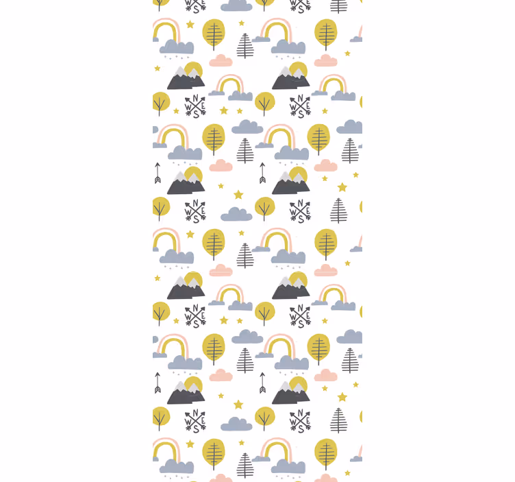 Tenda a rullo cameretta alberi e arcobaleni minimalisti - TenStickers