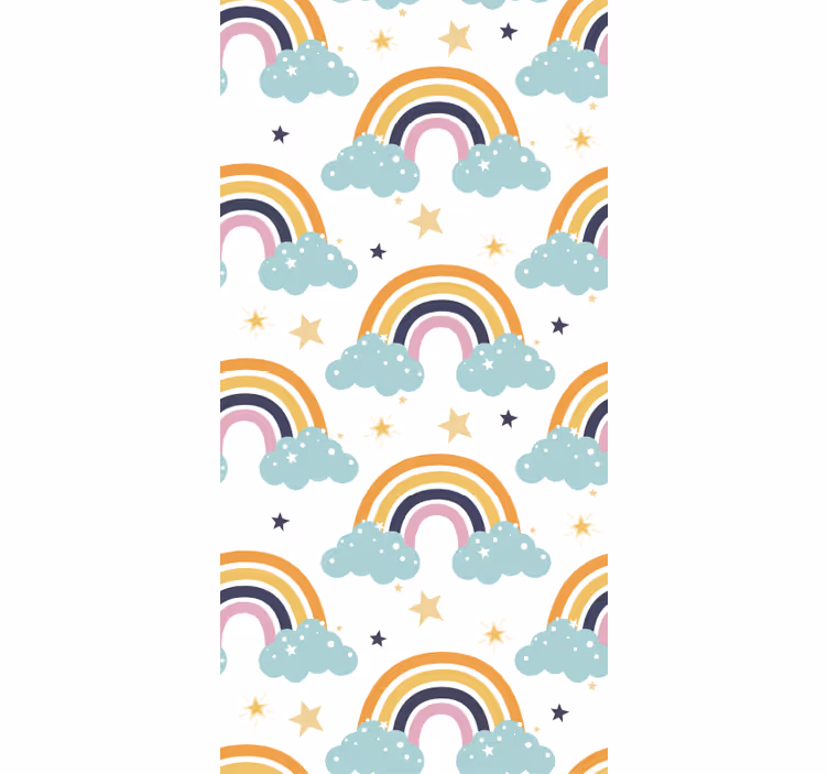 Tenda a rullo cameretta arcobaleni colorati e nuvole - TenStickers