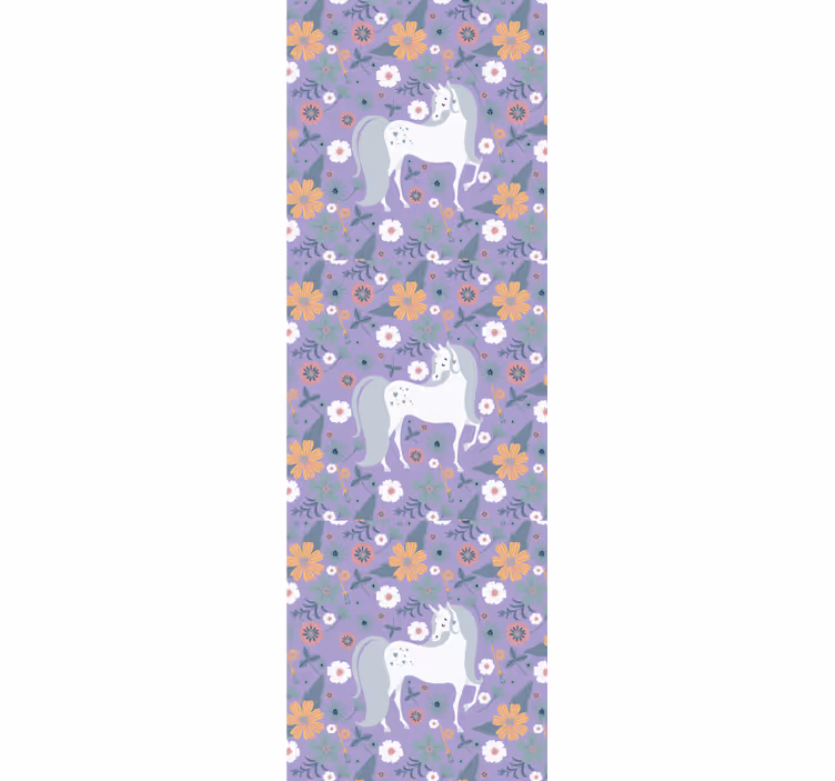 Tenda a rullo cameretta unicorni artistici con fiori - TenStickers