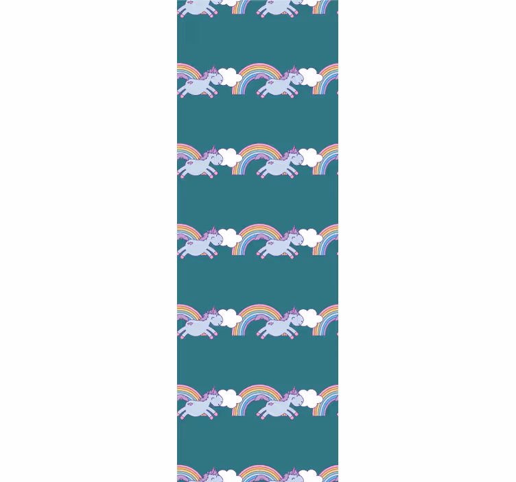 Tenda a rullo cameretta sfondo teal con unicorni - TenStickers