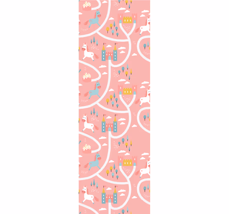 Tenda a rullo cameretta unicorni rosa e castelli - TenStickers