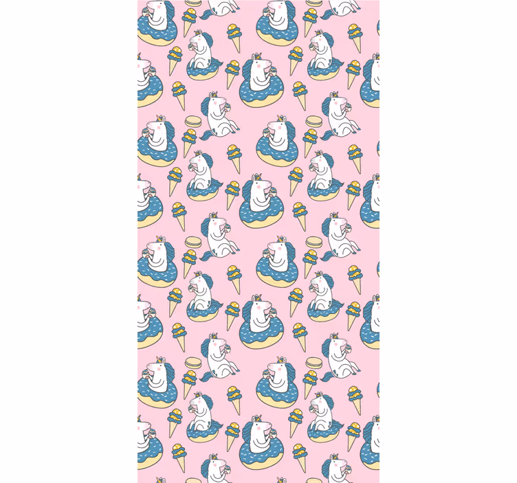 Tenda a rullo cameretta unicorni e coni gelato rosa - TenStickers