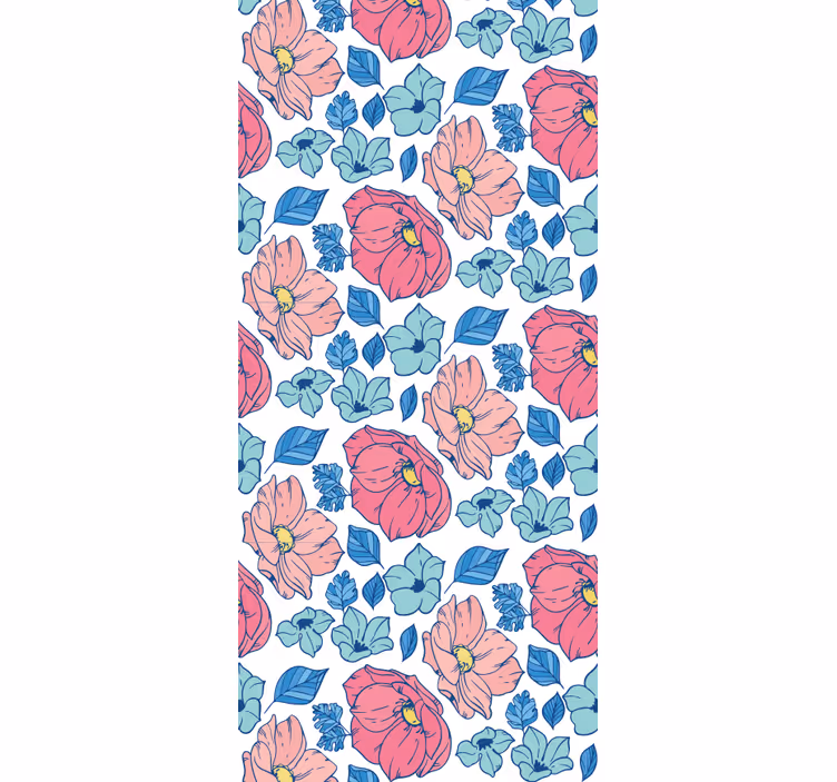 Tenda a rullo cameretta fiori rosa e blu delicati - TenStickers