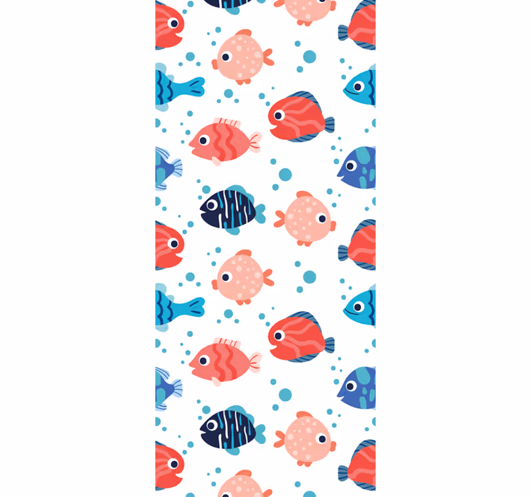 Tenda a rullo cameretta pesci rosa e blu - TenStickers