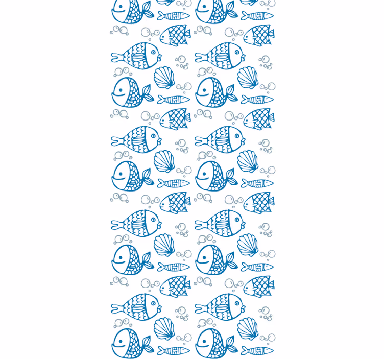 Tenda a rullo cameretta pesci blu su sfondo bianco - TenStickers