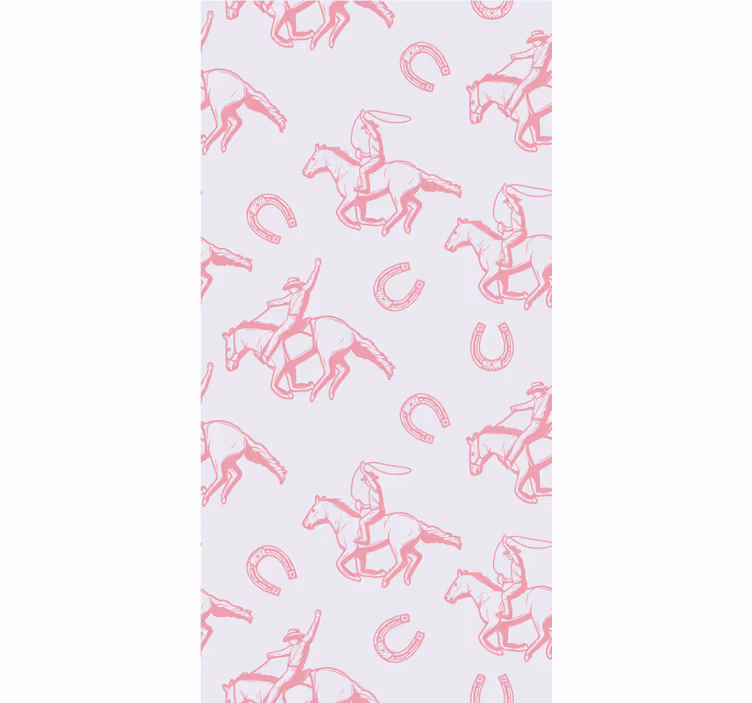 Tenda a rullo cameretta motivo cavalli cowboy rosa - TenStickers