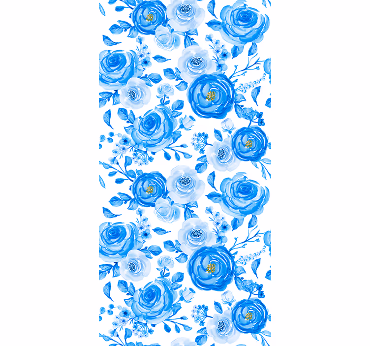 Tenda a rullo cameretta fiori blu orologi stile nordico - TenStickers