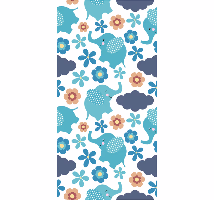Tenda a rullo cameretta elefanti e fiori - TenStickers