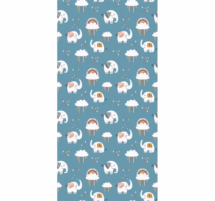 Tenda a rullo cameretta elefante sotto la pioggia - TenStickers
