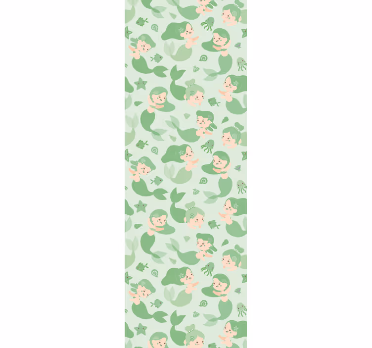Tenda a rullo cameretta bambina sirena verde sorridente - TenStickers