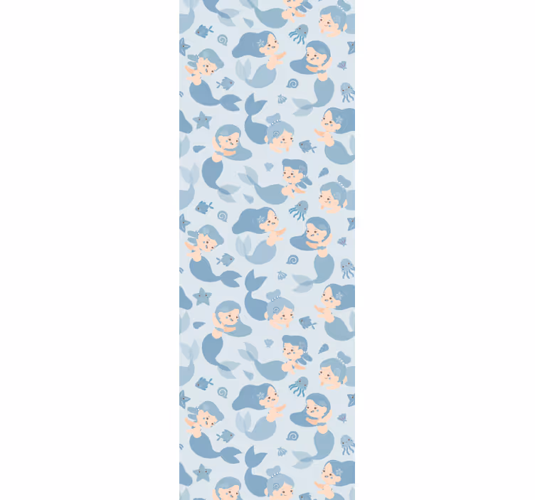 Tenda a rullo cameretta sirena blu sorridente - TenStickers
