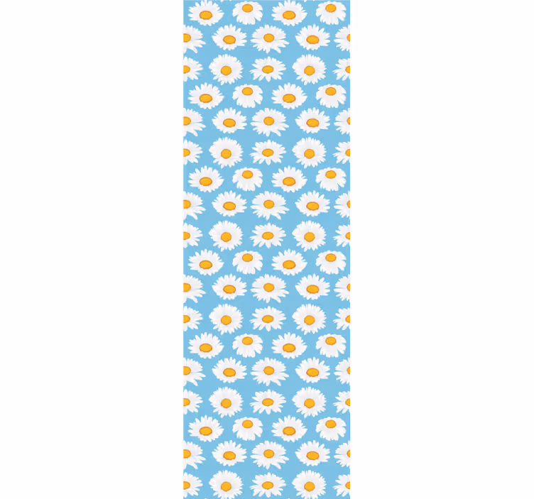 Tenda a rullo cameretta motivo margherite su sfondo azzurro - TenStickers