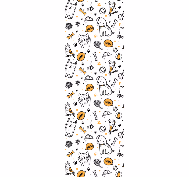 Tenda a rullo cameretta stile doodle gatti e cani - TenStickers