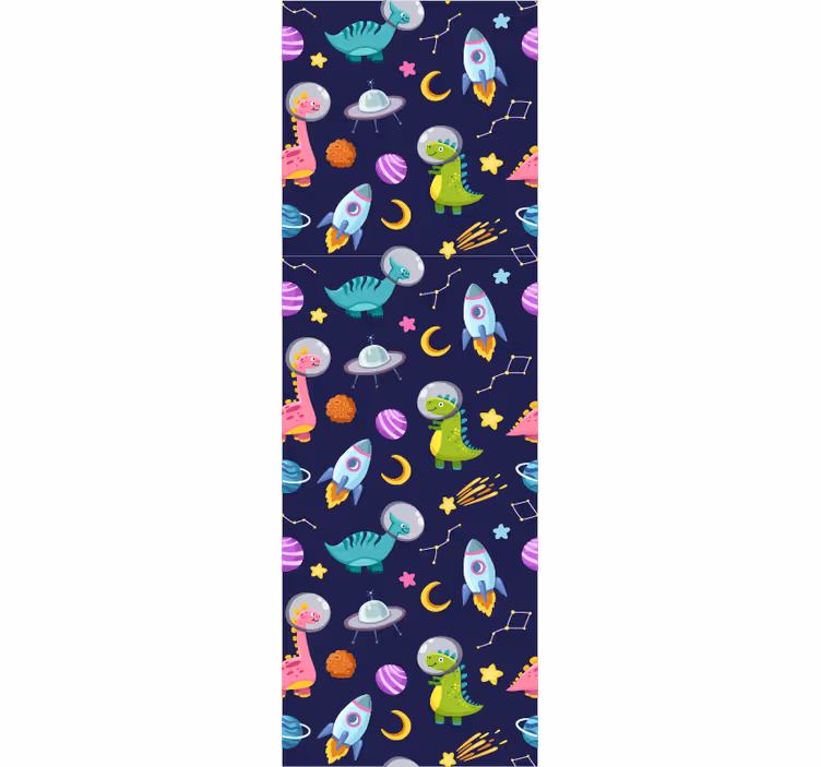 Tenda a rullo cameretta design dinosauri spaziali - TenStickers