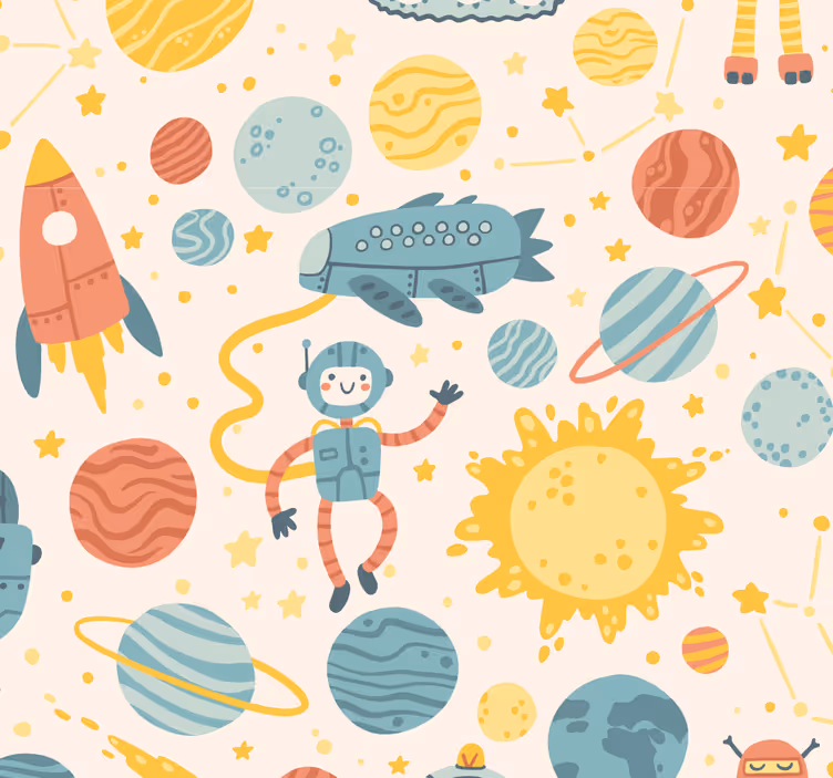 Tenda a rullo cameretta scena avventura spaziale - TenStickers