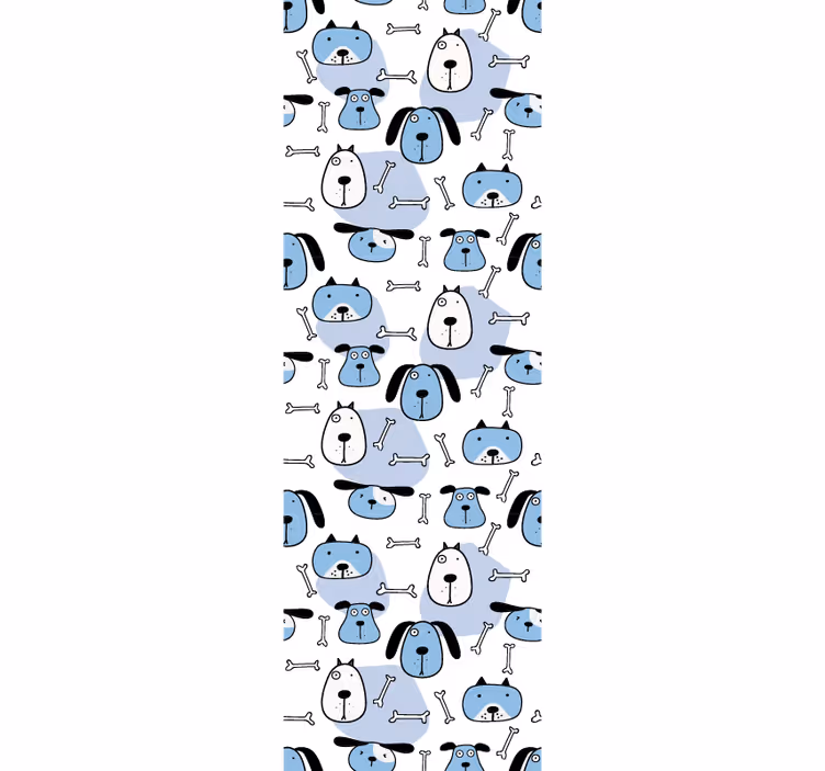 Tenda a rullo cameretta motivo cani blu disegnati - TenStickers