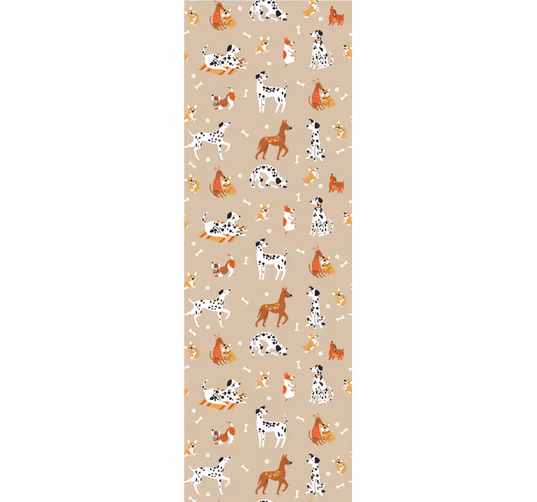 Tenda a rullo cameretta cani carini su beige - TenStickers
