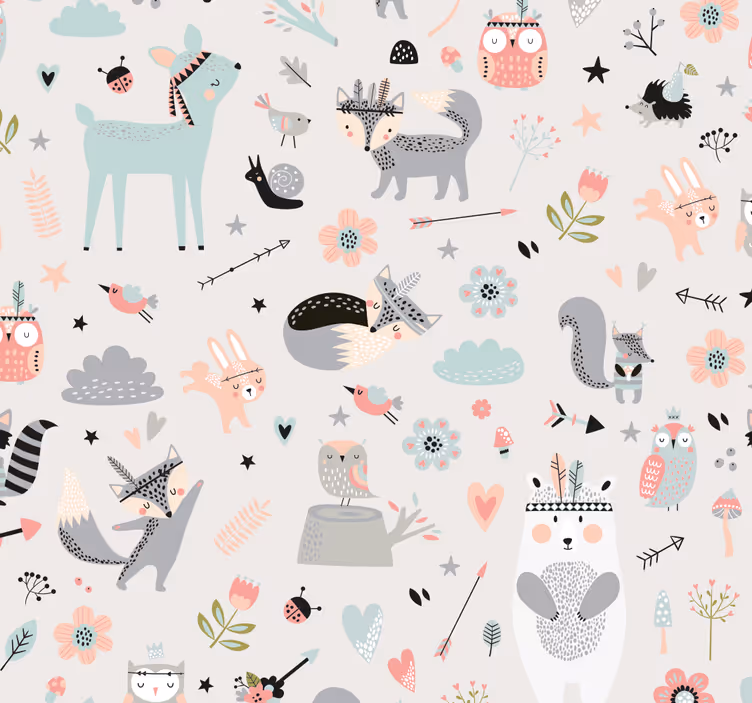 Tenda a rullo cameretta stile nordico foresta rosa - TenStickers