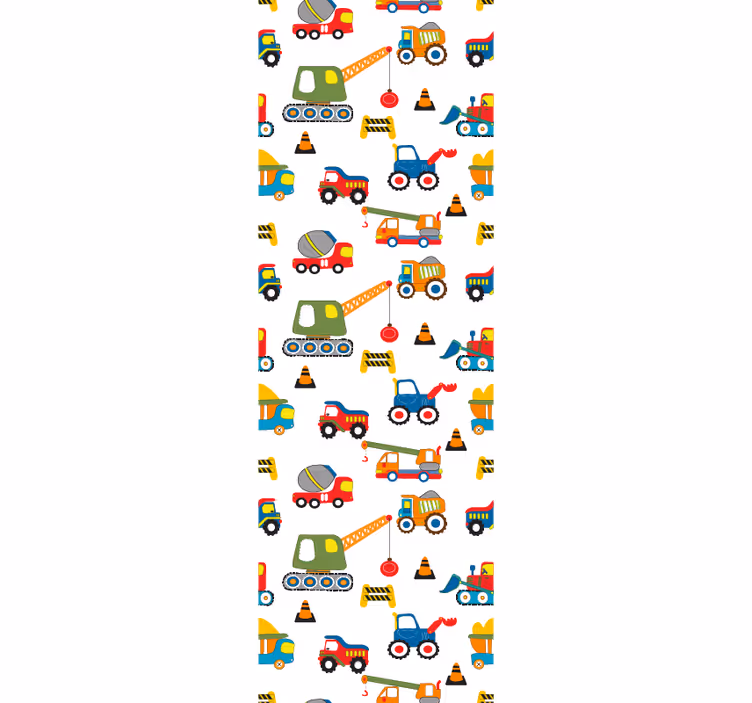 Tenda a rullo cameretta design carini escavatori - TenStickers