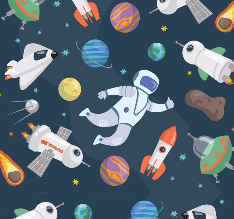 Tenda a rullo cameretta astronavi - TenStickers