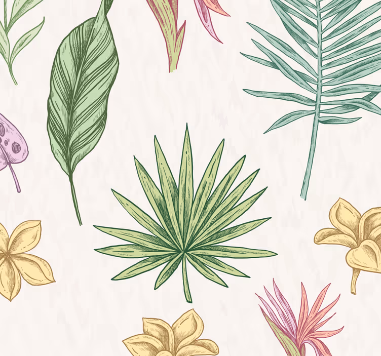Tenda a rullo cameretta fiori e palme - TenStickers