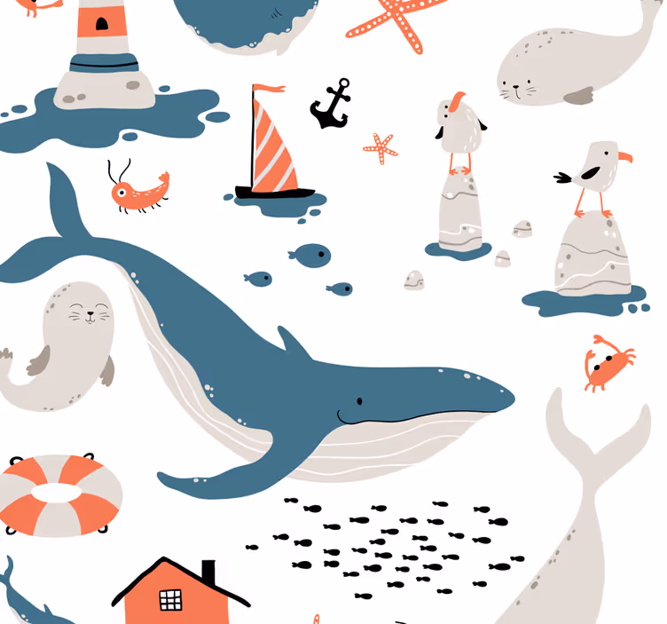 Tenda a rullo cameretta nel mare - TenStickers