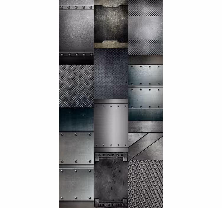 Tenda a rullo per ufficio motivo blocchi neri metallici - TenStickers