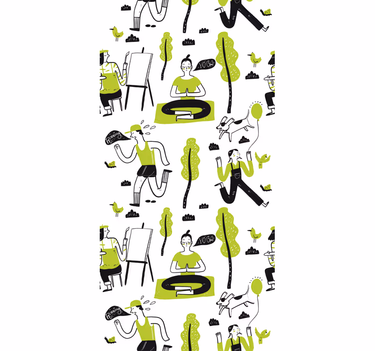 Tenda a rullo per ufficio set di doodle stile sano - TenStickers