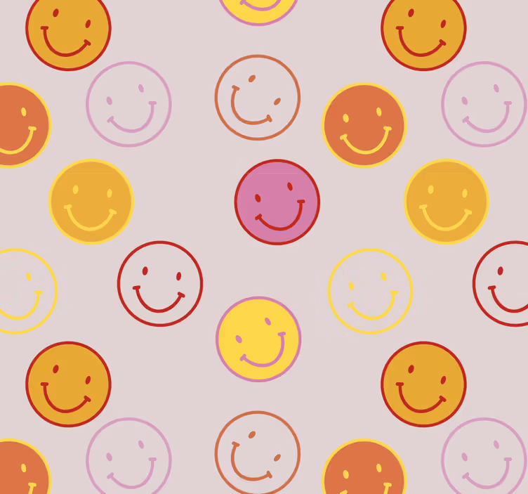 Tenda a rullo camera ragazzi faccine sorridenti rosa e gialle - TenStickers