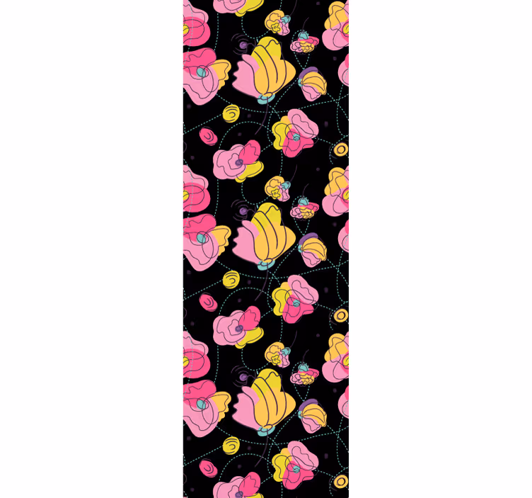 Tenda a rullo camera ragazzi motivo fiori neon - TenStickers