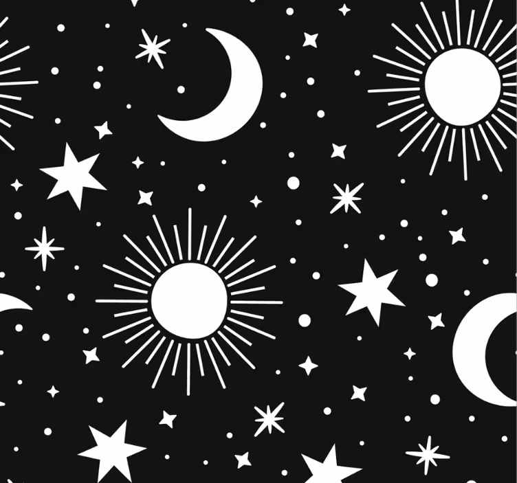 Tenda a rullo camera ragazzi stelle e lune bianche - TenStickers