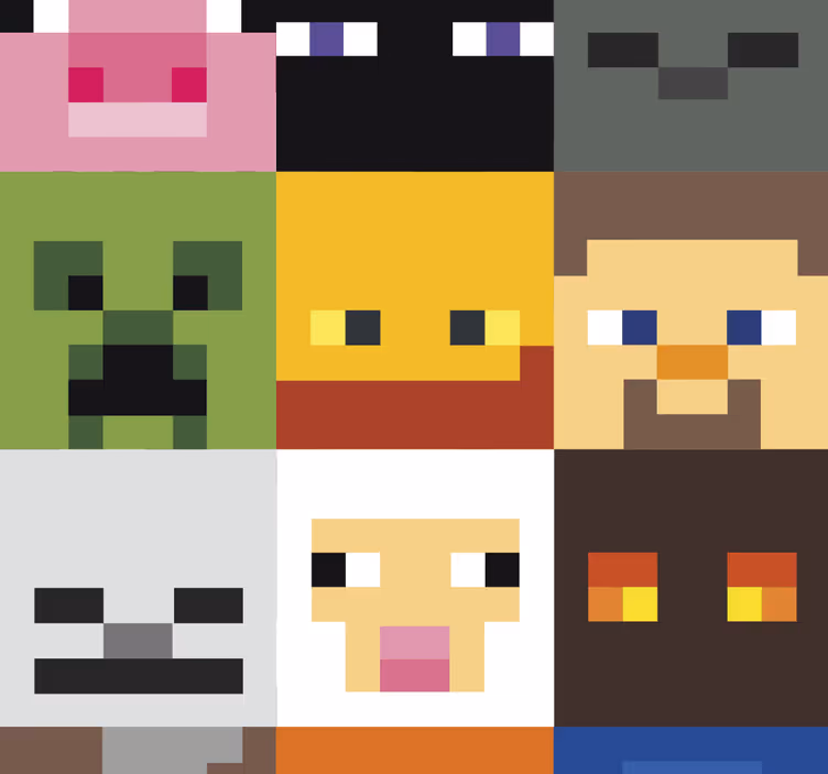 Tenda a rullo camera ragazzi volti pixelati da gioco - TenStickers