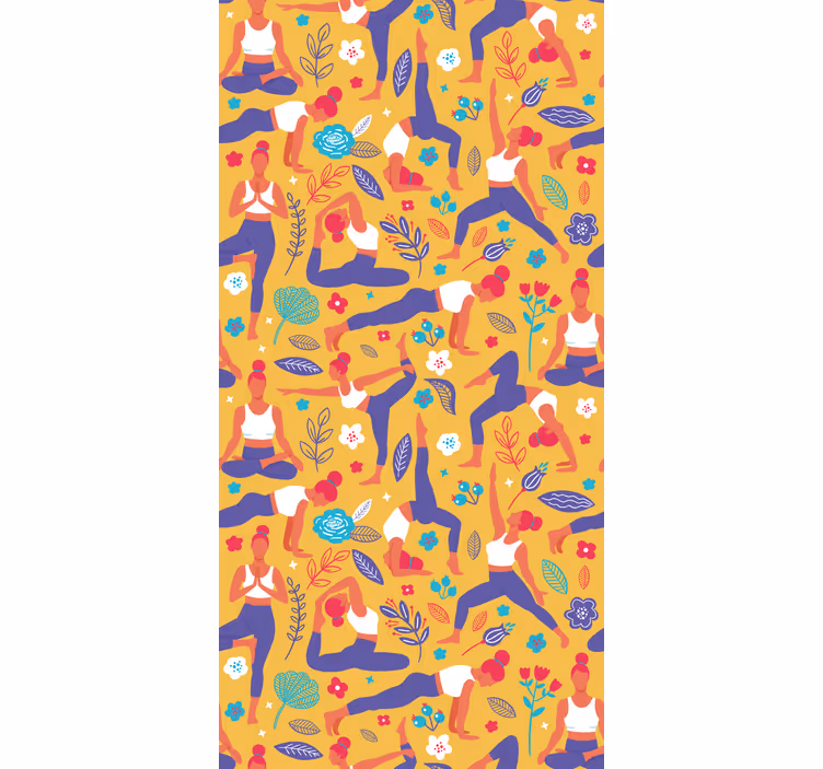 Tenda a rullo moderna con doodle di yoga disegnato a mano - TenStickers