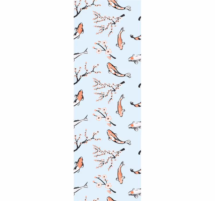 Tenda a rullo moderna pesci koi e rami di ciliegio - TenStickers