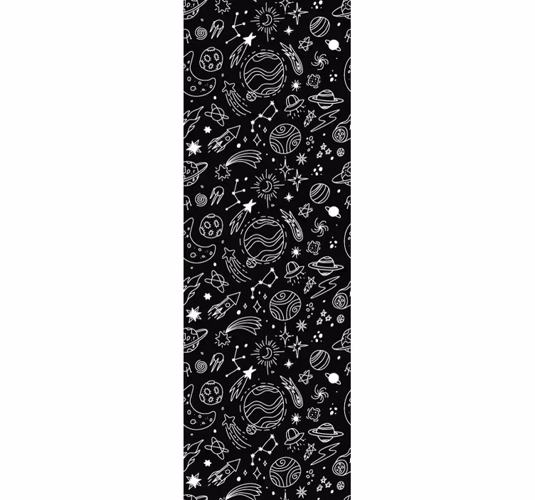 Tenda a rullo moderna illustrazioni cosmiche bianco e nero - TenStickers