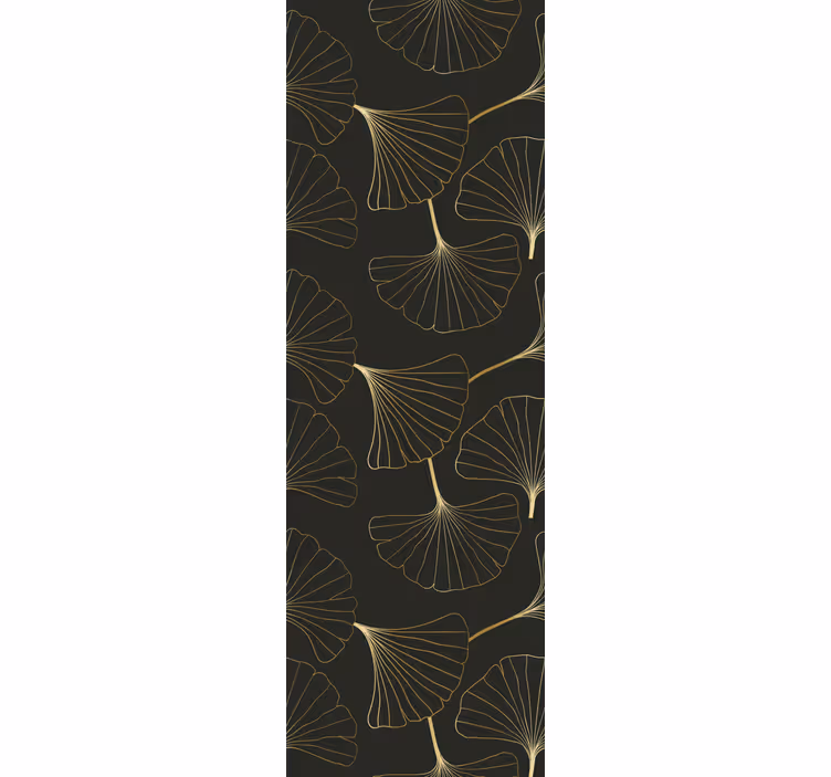 Tenda a rullo moderna foglie di ginkgo charcoal gold - TenStickers