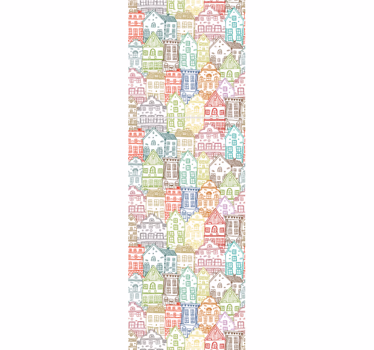 Tenda a rullo moderna pattern case disegnate a mano - TenStickers