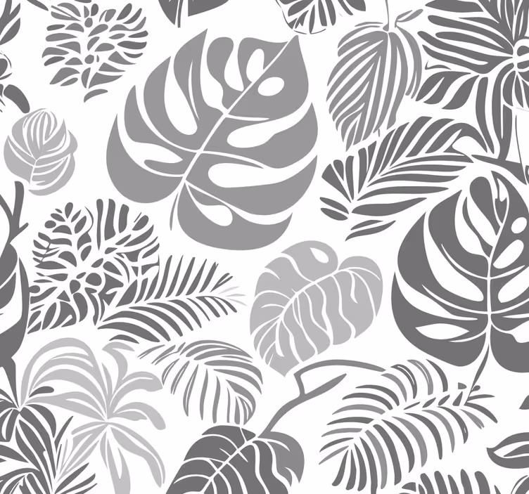 Tenda a rullo grigia foglie di monstera - TenStickers