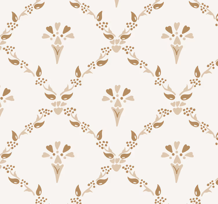 Tenda a rullo beige con motivo floreale esagonale - TenStickers