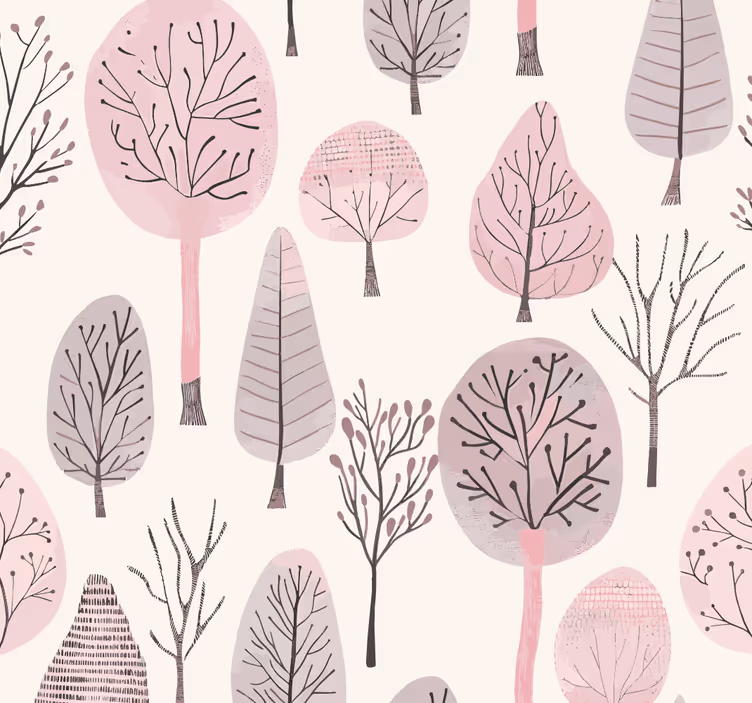 Tenda a rullo rosa alberi nordici - TenStickers