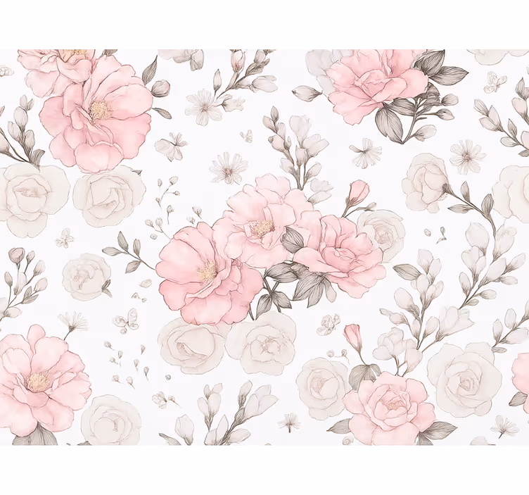 Tenda a rullo rosa design floreale grigio rosa - TenStickers