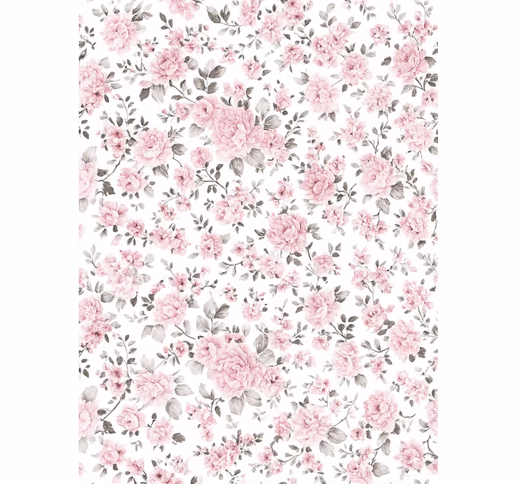 Tenda a rullo rosa fiori retro vintage - TenStickers